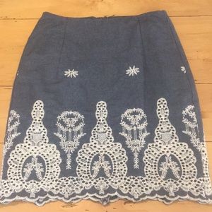 Blue and cream pencil skirt!